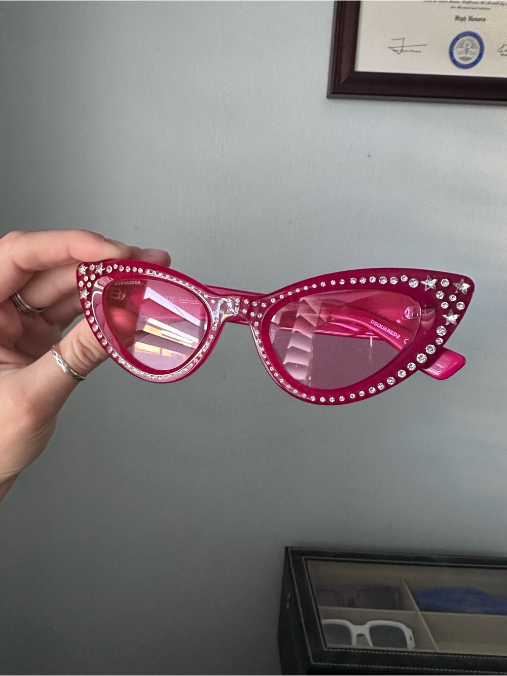 Dsquared2 Pink Rhinestone Cat-Eye Sunglasses